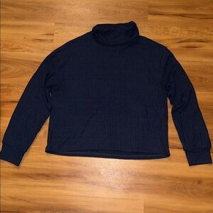 SHEIN Deep Navy Ribbed Turtleneck Knit Long Sleeve